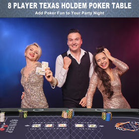 RAYKEEP texas-holdem-ready layout accommodates six to eight players.