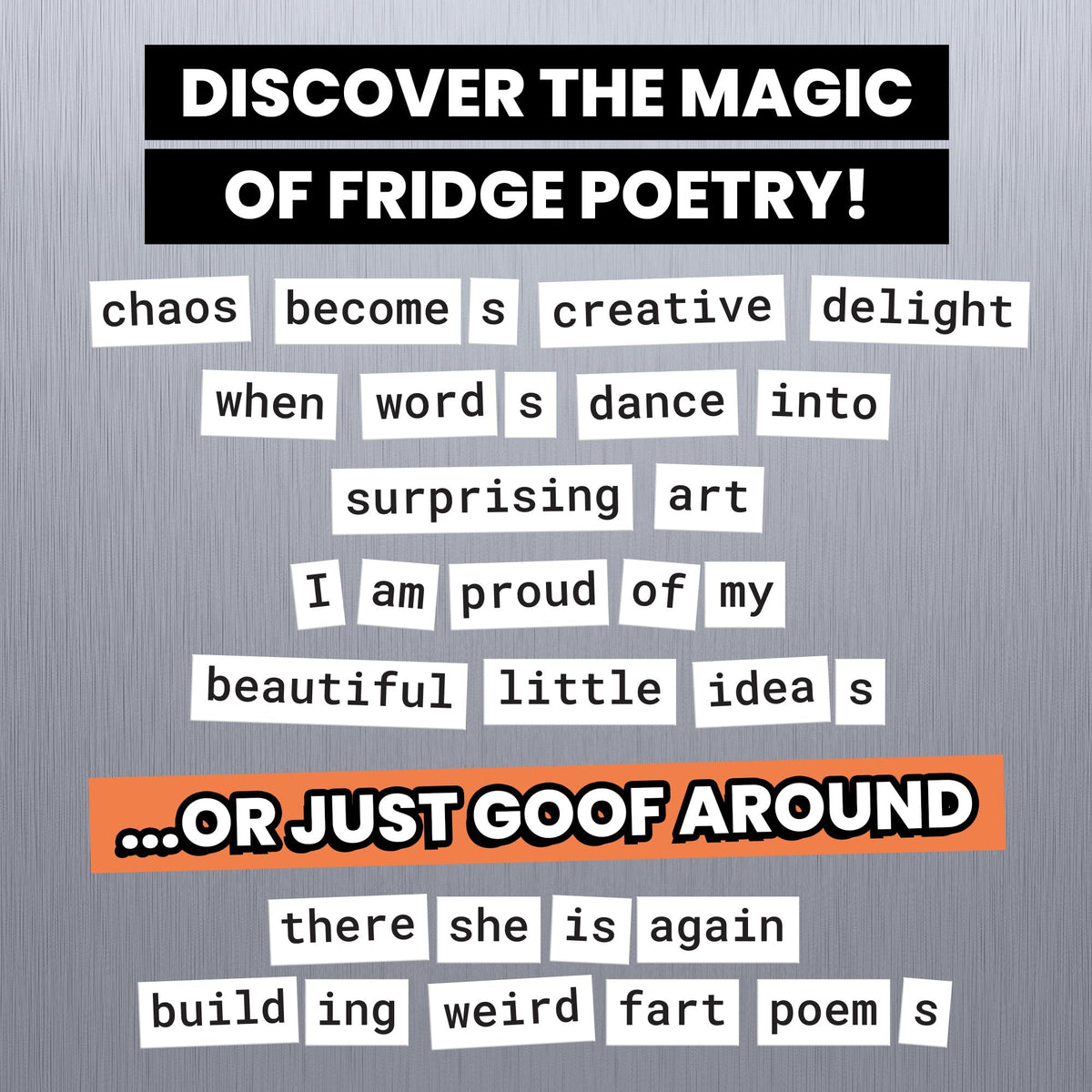 Rayliad Word Magnets with alphabet headers help organize your fridge poetry sessions.