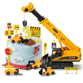RAYNAG construction vehicles cake toppers set for durable cake decoration and creative styling