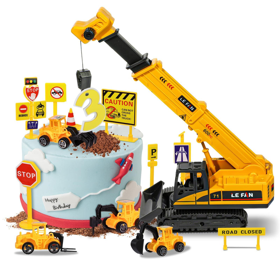 RAYNAG construction vehicles cake toppers set for durable cake decoration and creative styling