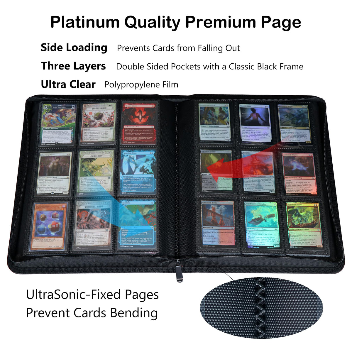 Rayvol Premium 9-Pocket Card Binder spine demonstrates compact storage and 828-card capacity