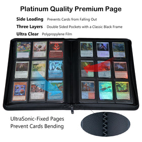 Rayvol Premium 9-Pocket Card Binder spine demonstrates compact storage and 828-card capacity