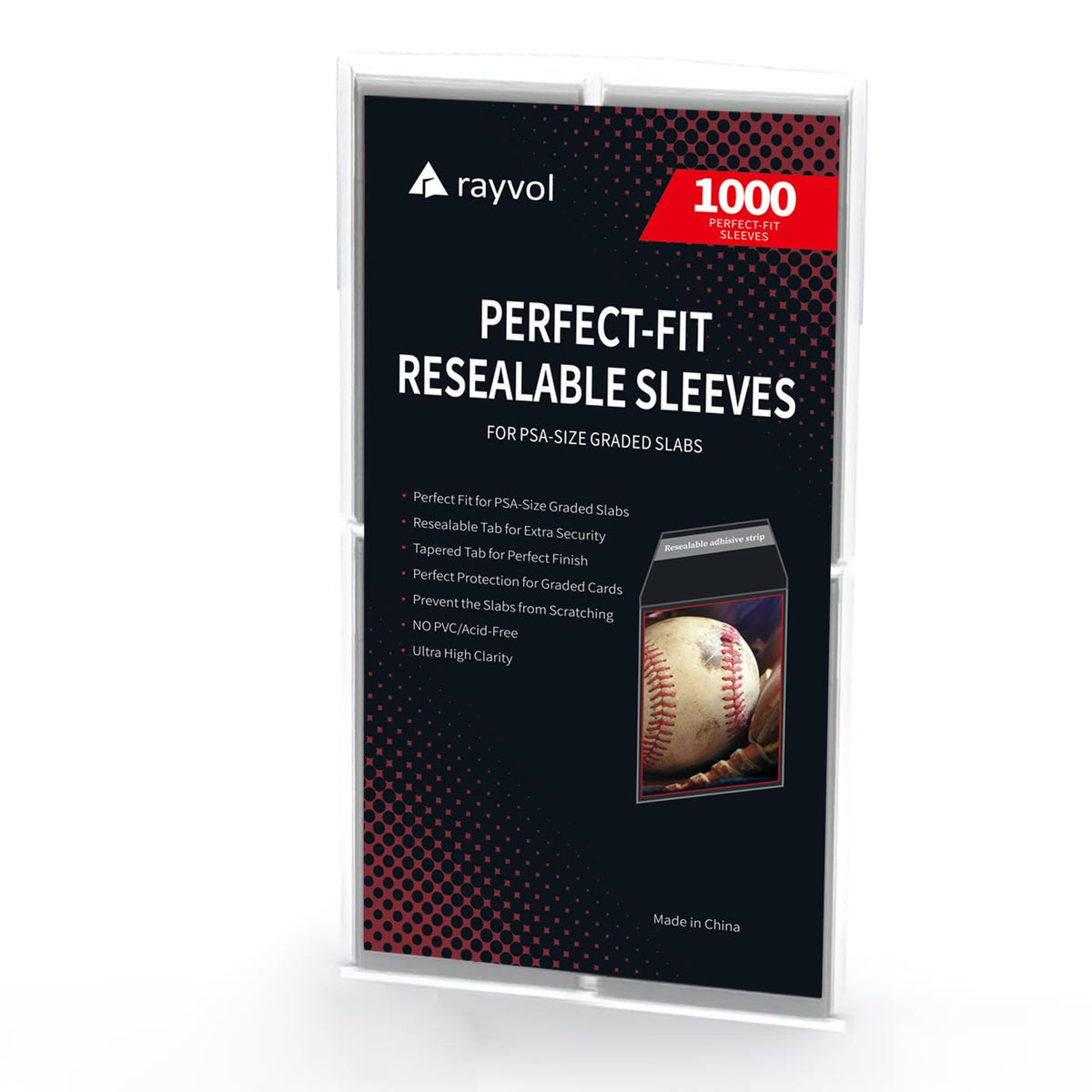 Rayvol resealable sleeve for PSA slabs protects against dust and fingerprints