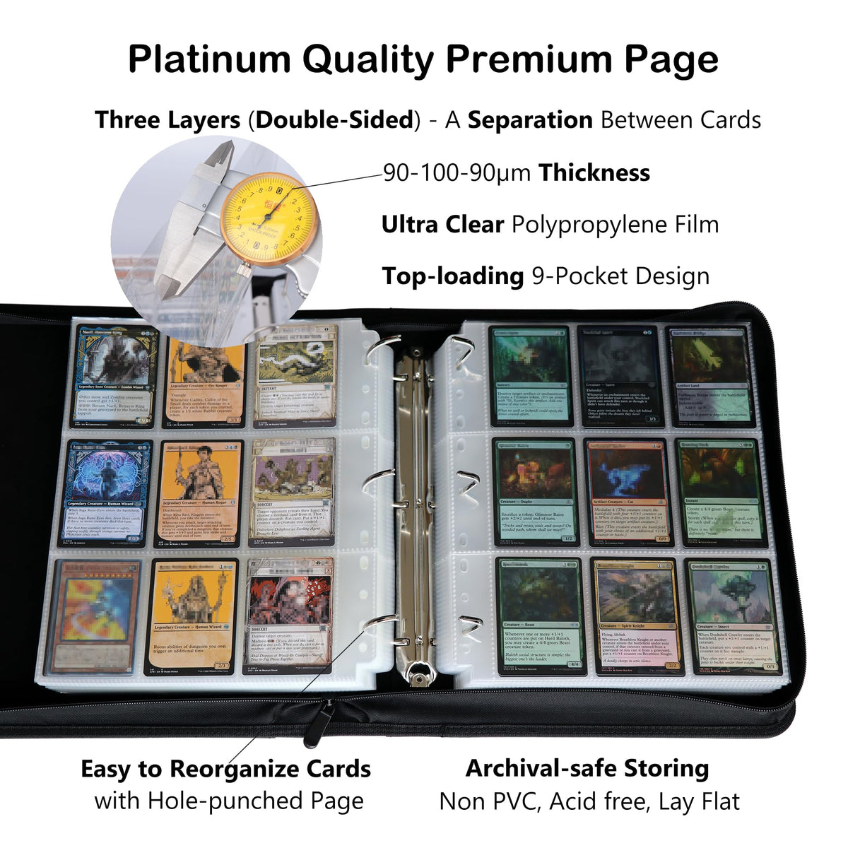 Rayvol binder shows 78 double-sided pages for organized card display.