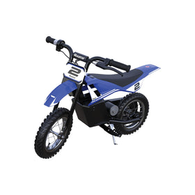 Razor MX125 front view shows compact electric dirt bike ready for kids