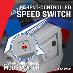 Razor MX350 twist-throttle action supports kid-friendly speed control.