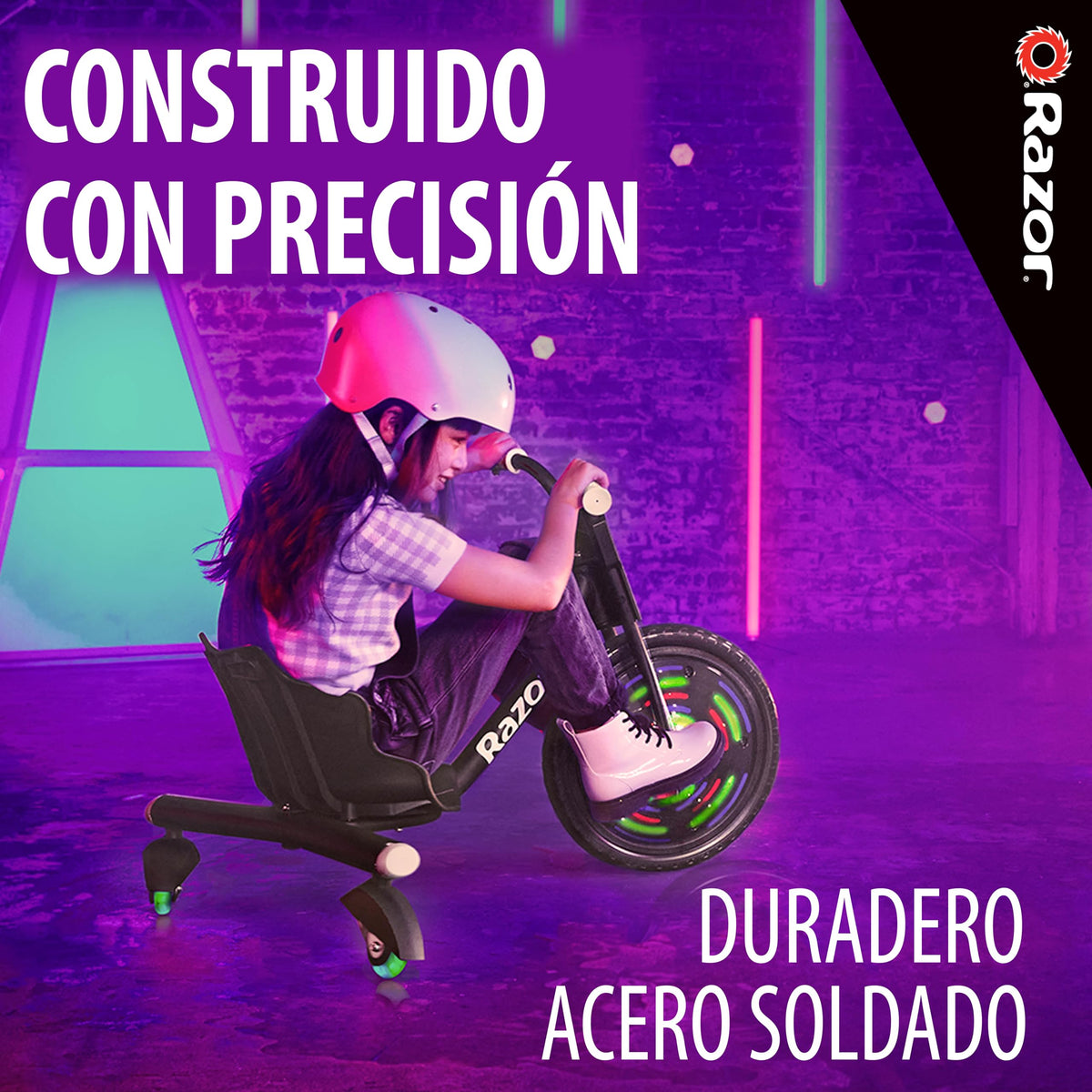 Razor RipRider 360 Lightshow rear casters glow during spins and drifts