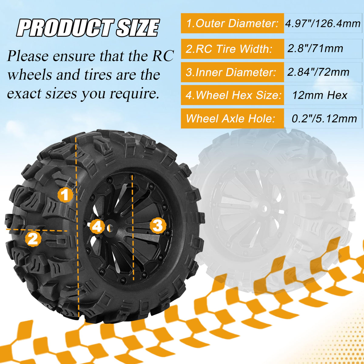 RC Station 1/10 scale 2.8 tires with wheels for Traxxas compatibility.