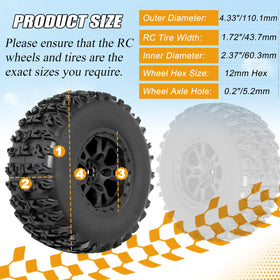 RC Station 108mm tyres provide solid traction on varied terrains for reliable handling