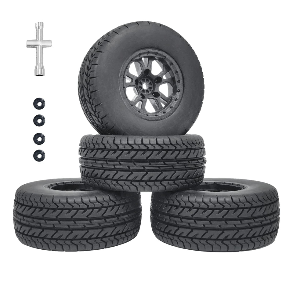 RC Station 12mm hex wheels with rugged tires for 4x4 RC cars and stability