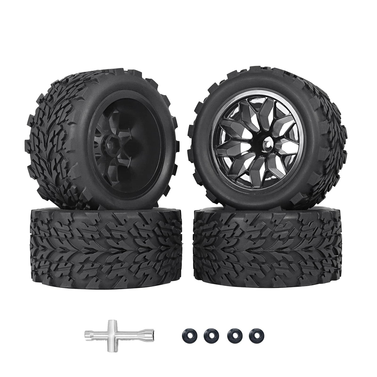 RC Station 12mm hex wheels pack ready for quick upgrades on 1/10 RC trucks.