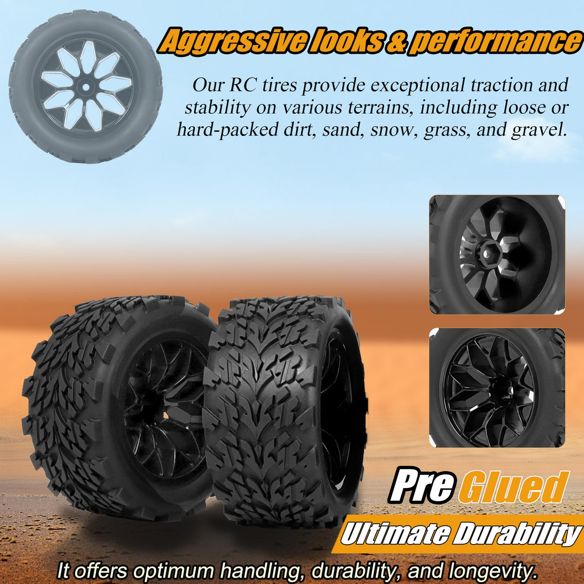 RC Station premium natural rubber tires provide durable performance and longer life.