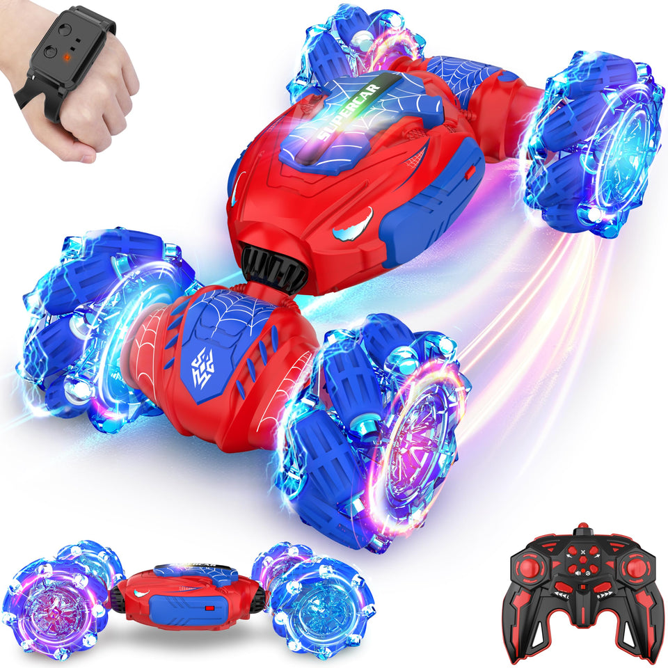 Rcabcar gesture-sensing RC stunt car front view for all-terrain fun.