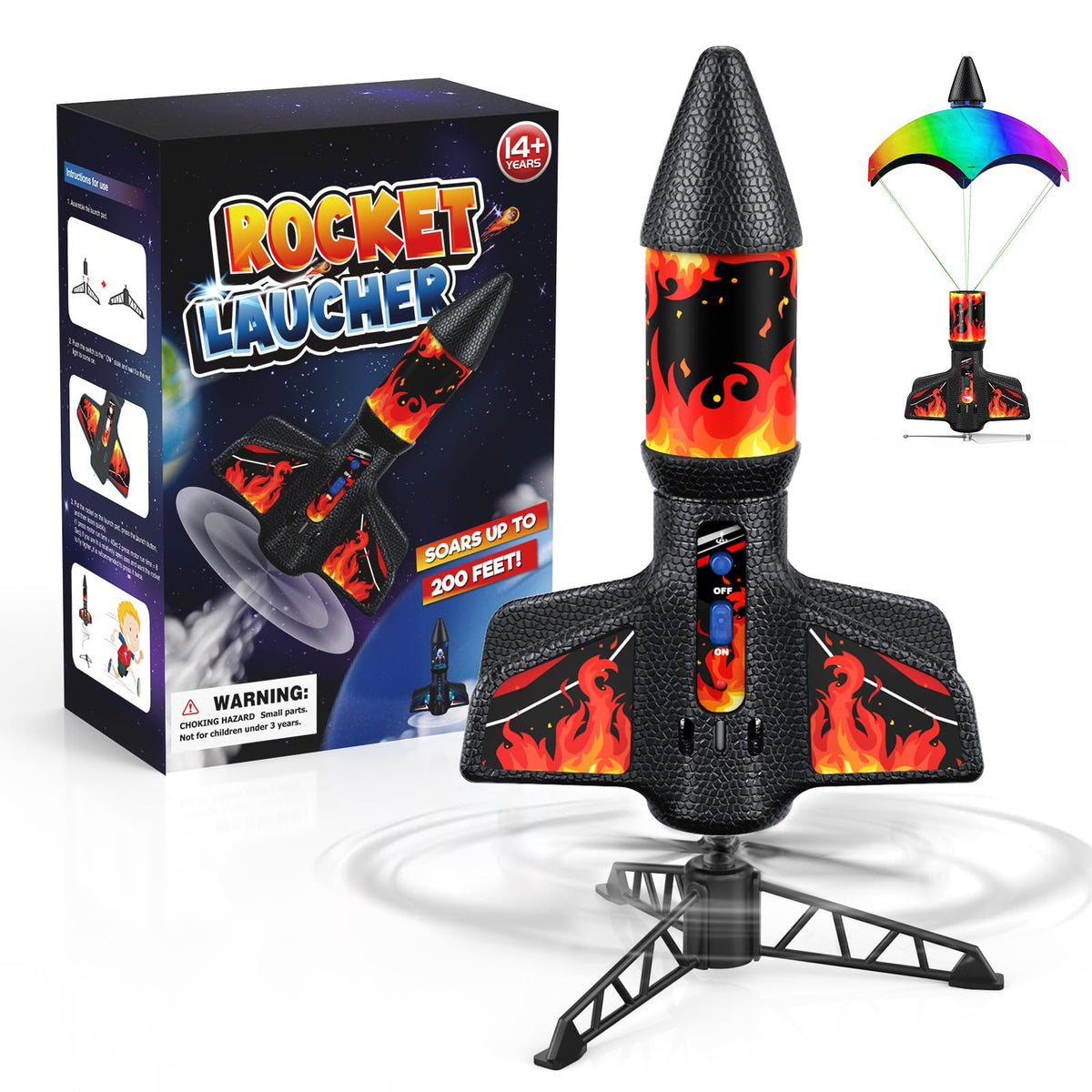 Rceico rocket launcher reaching 170 feet altitude for exciting outdoor launches.
