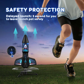 Rceico rocket launcher kid-friendly design supports energetic outdoor play.