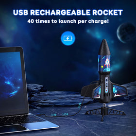 Rceico rocket launcher rechargeable battery with USB-C charging for multiple launches.