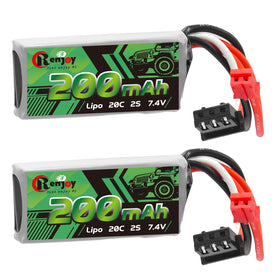 RCenjoy 2-pack 7.4V LiPo battery compatible with Axial SCX30 for steady power
