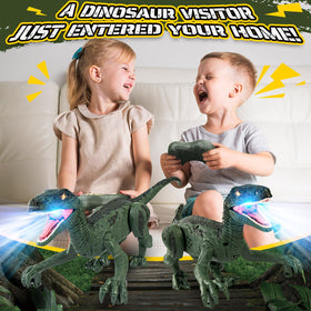 Rcfunkid remote-control dinosaur kicks off cooperative play sessions.