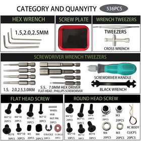 RC Lelut screws kit stored in a grid layout to prevent mixing.
