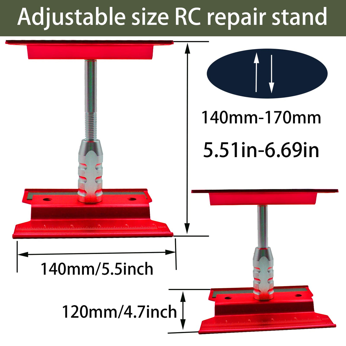 RC Lelut stand with adjustable height for ergonomic RC maintenance.