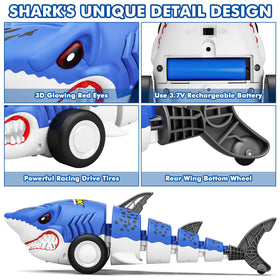Rcovasc remote shark car enables 360° drift for dynamic stunts.