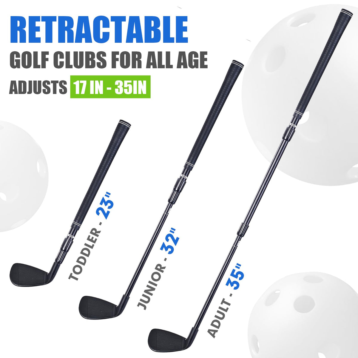 RCROKS adjustable-length golf club accommodates kids to adults.