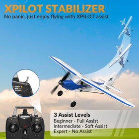RCSHOBBY RC plane left-side view showing compact transmitter and control range