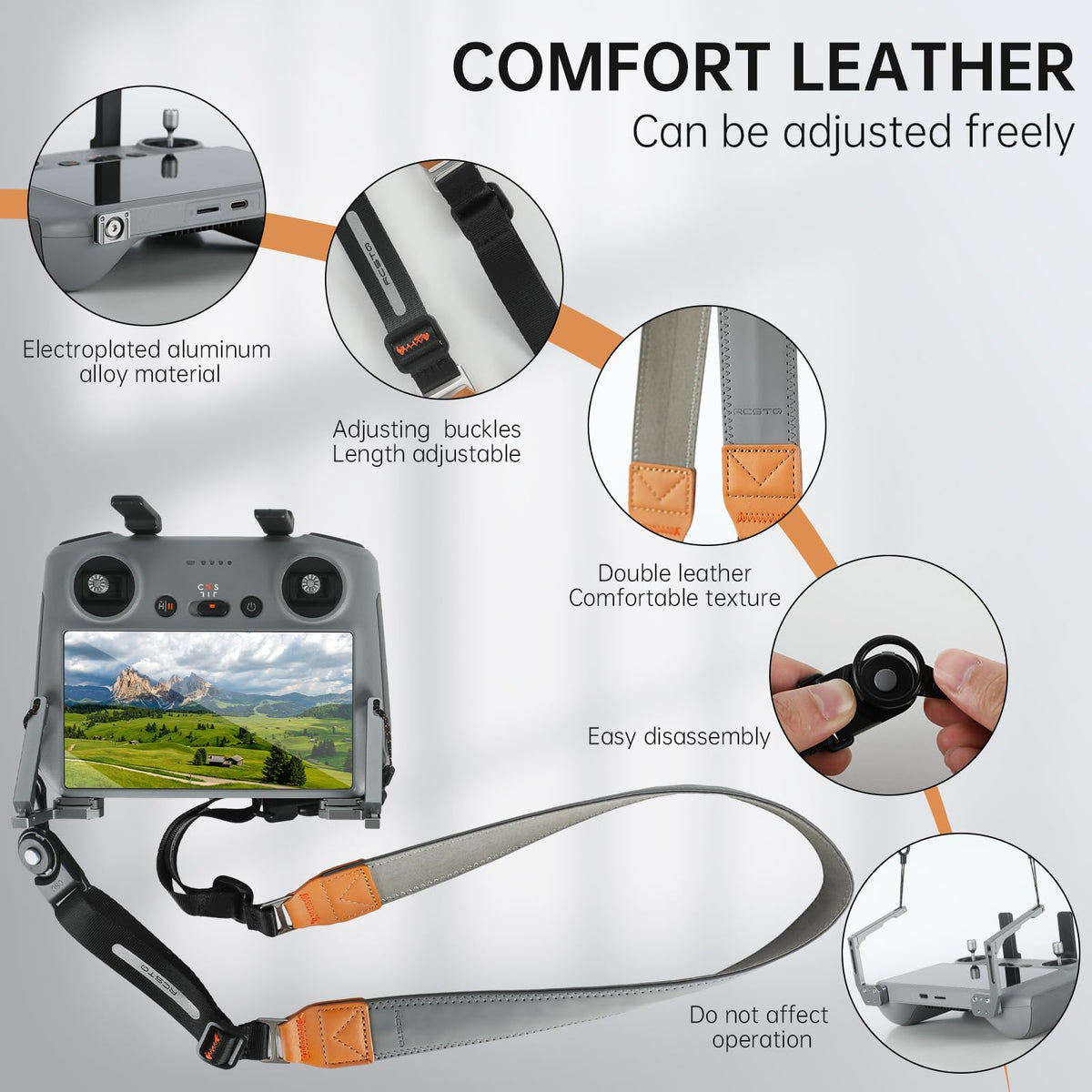 RCstyle neck lanyard for DJI Air 3S enables comfortable, secure handling.