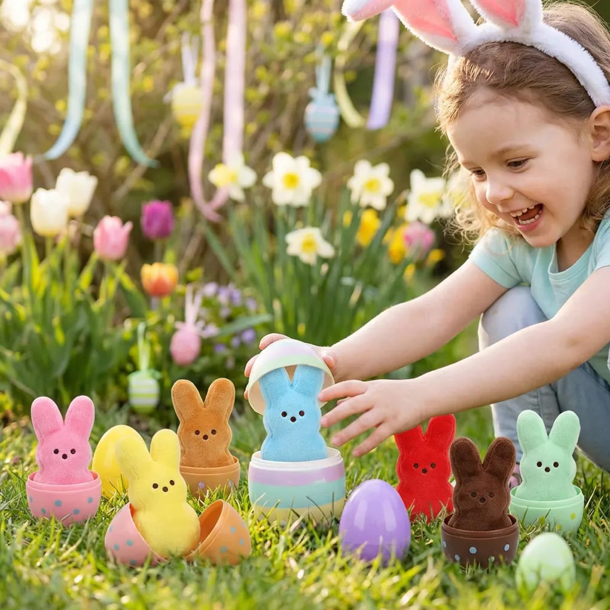 Rdogeia soft bunny plush in assorted colors, perfect for Easter baskets.
