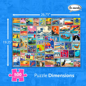 Re-Marks seaside destinations puzzle box art encourages mindful breaks from screens.