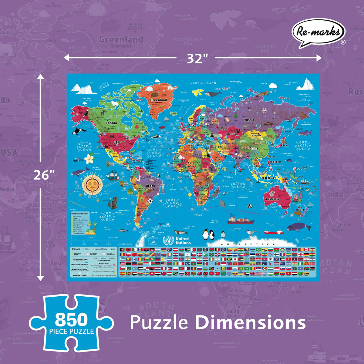 Re-Marks whimsy pieces country shapes add playful interconnections to the map