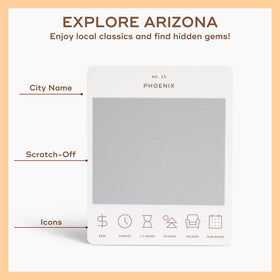 Reach International Outfitters Arizona card back showing activity prompts for weekend trip ideas