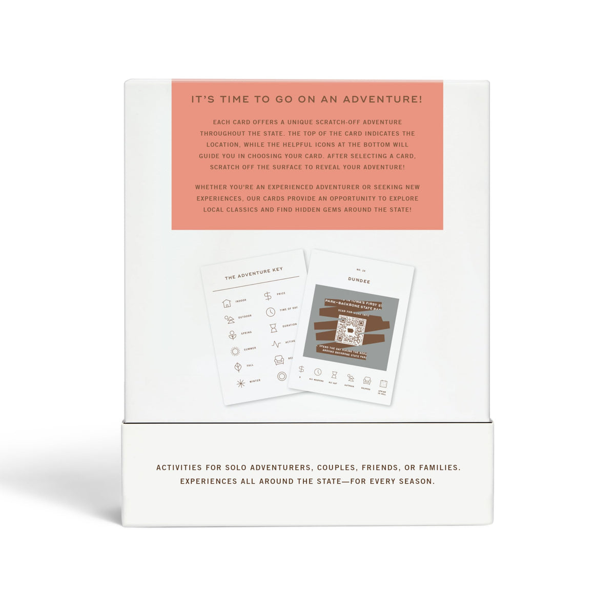 Reach International Outfitters Iowa destinations map with sample cards spread for exploration