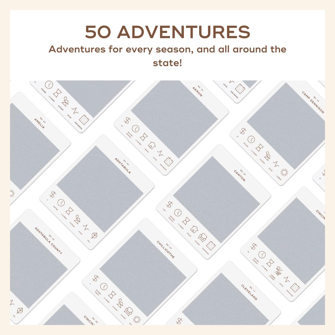 Road trip ideas card from Reach International Outfitters Ohio Adventure Bucket List