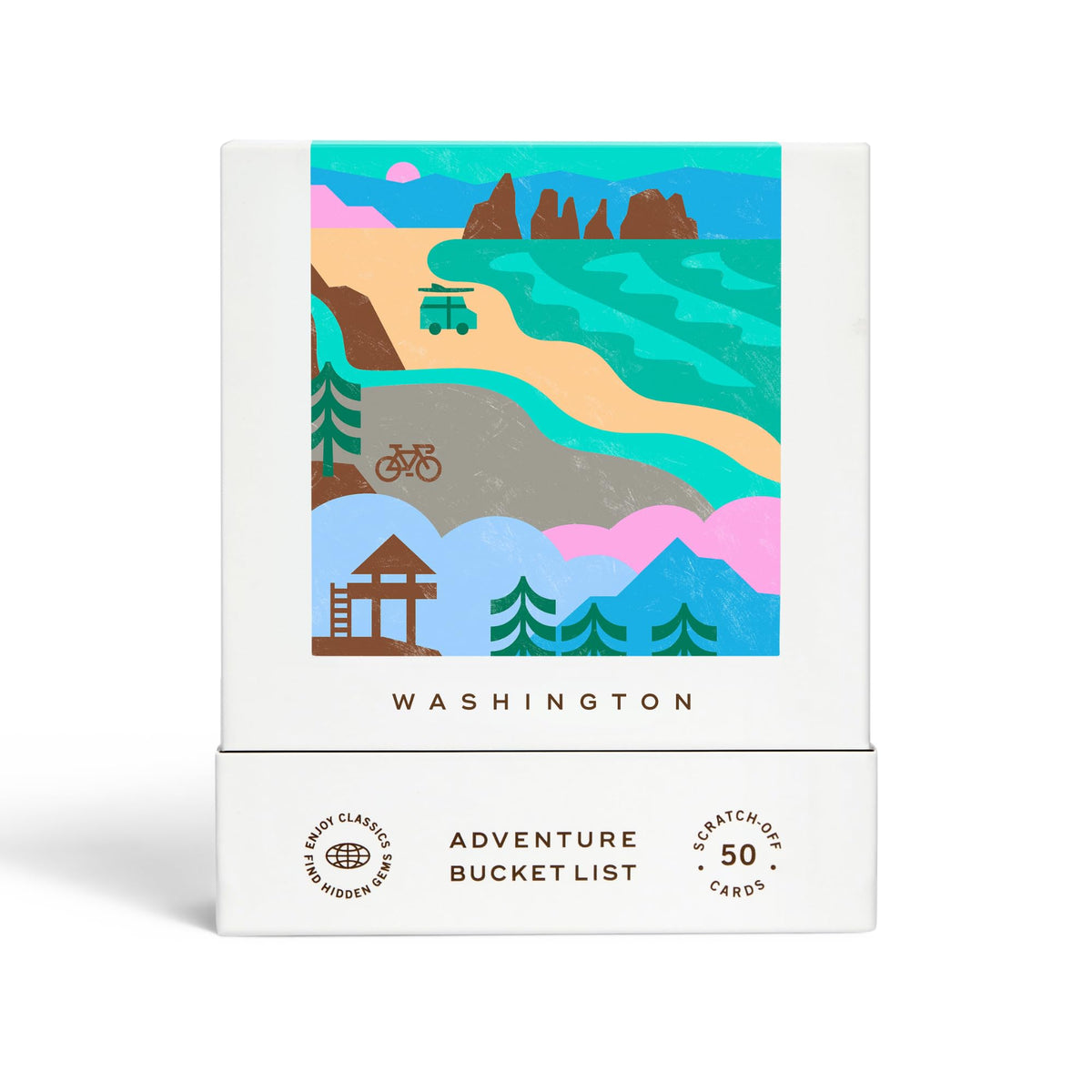 Reach International Outfitters Washington Adventure Scratch-Off Card with seasonal planning icons