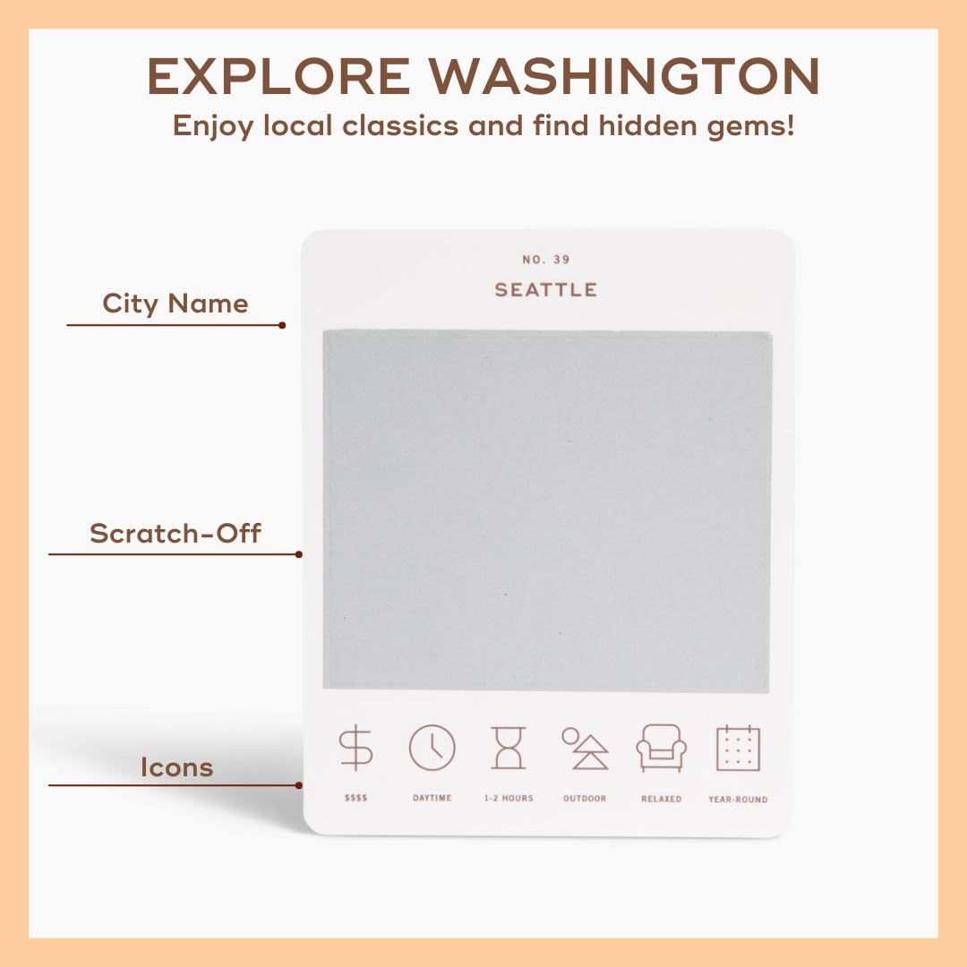 Reach Washington Adventure Scratch-Off Card highlighting top spots for road trips