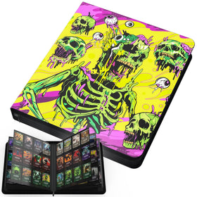 Realm Guard Melting Skulls binder front cover—bold style with rugged protection for cards.