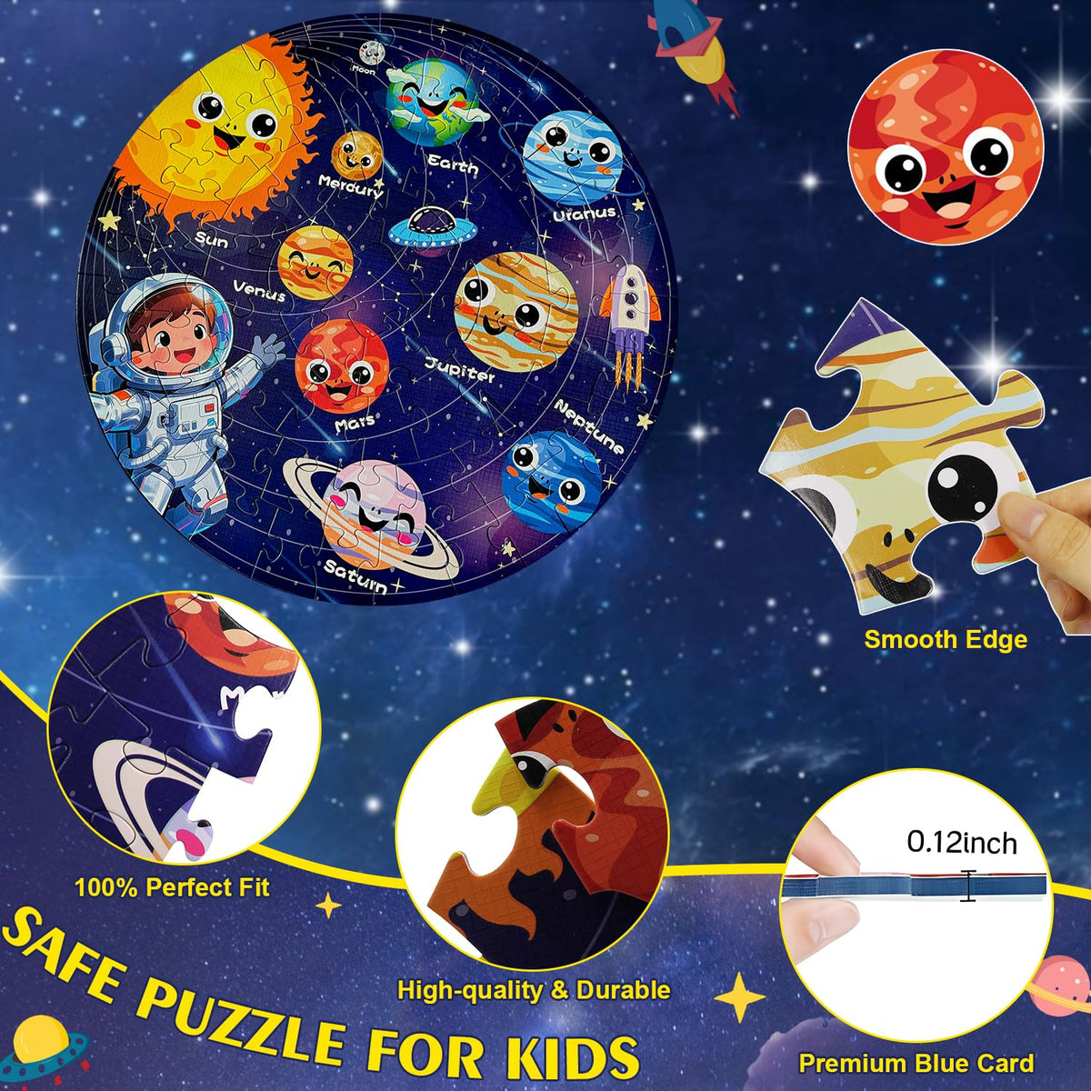 Realrindo large-floor-planets puzzle showcases vivid planetary illustrations