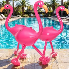 RealSpring three giant pink flamingos inflate as pool decor and photo backdrop