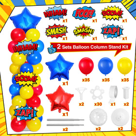 Realspring balloon column stand set showing adjustable height for dramatic entrances.