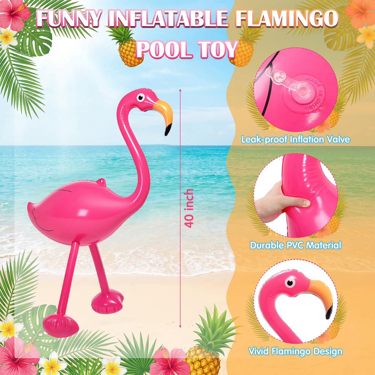 Realspring 40-inch flamingo inflatable as a bold photo prop for a luau