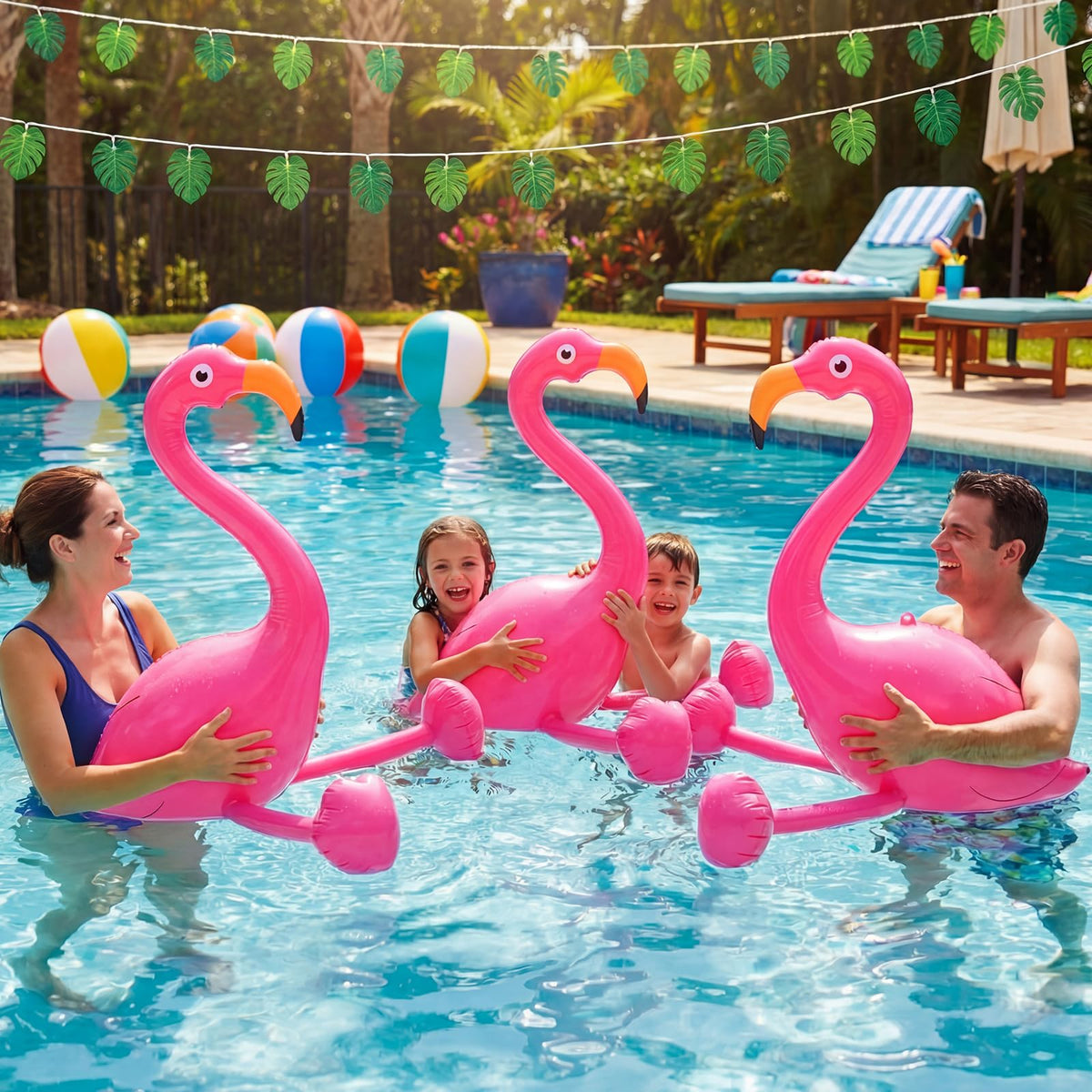 Realspring large pink flamingo inflatable decor for beach party vibes