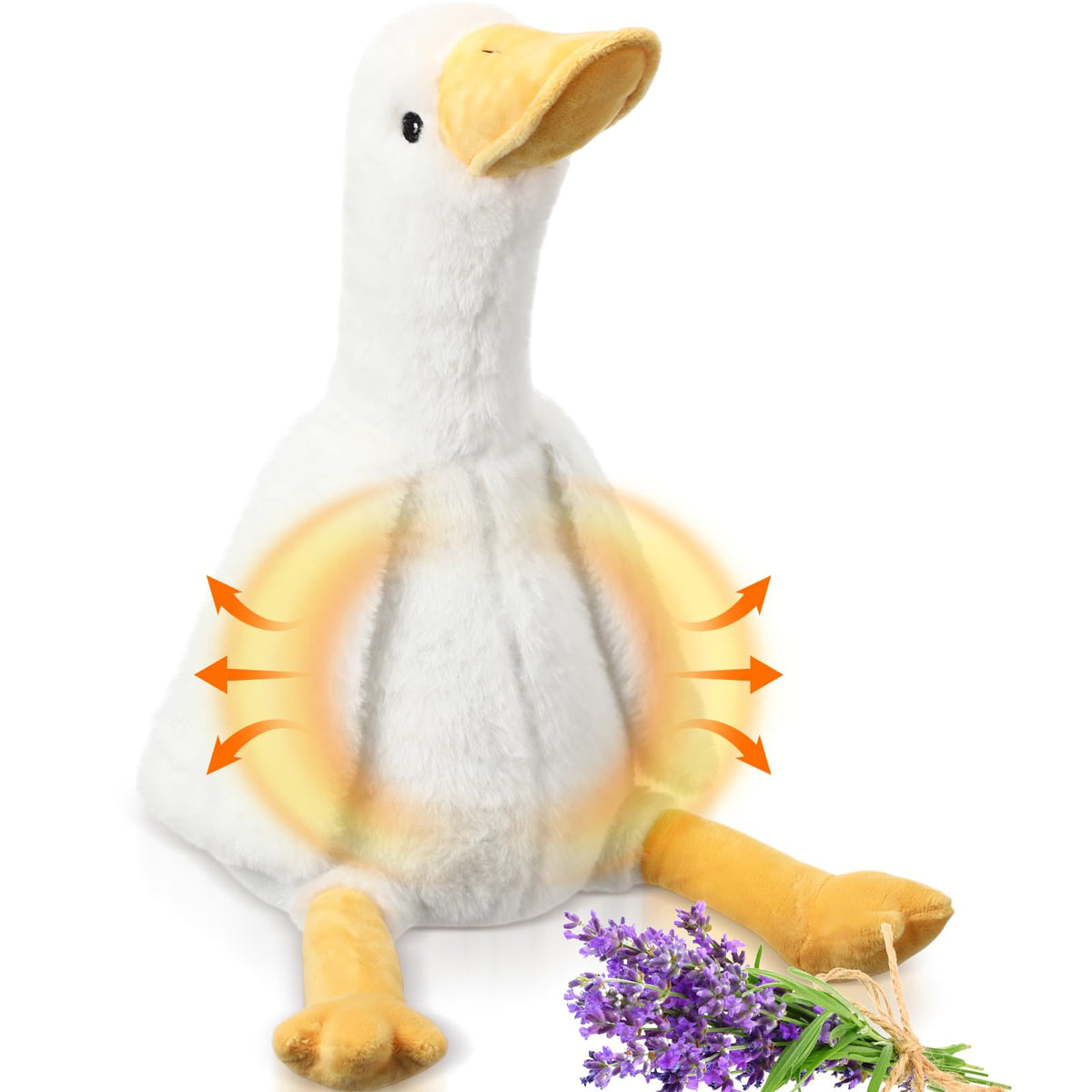 Realspring 11-inch heated goose plush for cozy warmth on demand