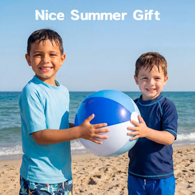 RealSpring PVC inflatable beach ball blue stripe 18inch durable for repeated use