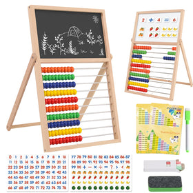 Receka wooden abacus with double sided whiteboard for interactive math practice