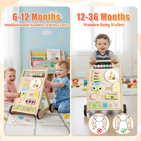 RECEKA wooden baby walker clock fruit tree activity fosters sequencing and memory.