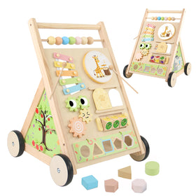 RECEKA wooden baby walker with wheels supports early steps safely on floors