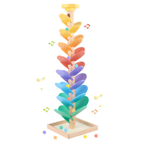 Receka wooden marble run tree top view engages pretend play with leaves