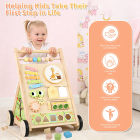 RECEKA wooden push toy with xylophone and blocks enhances fine motor skills