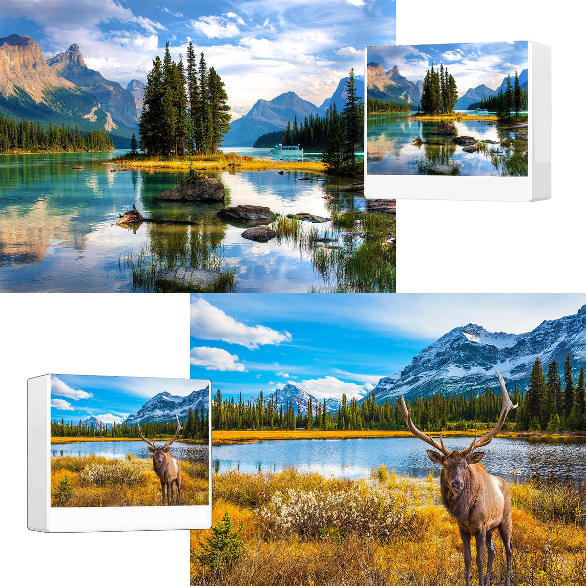 RECHIATO Rocky Mountain Spirit Island 1000-piece puzzle cover showing dramatic scenery for immersion